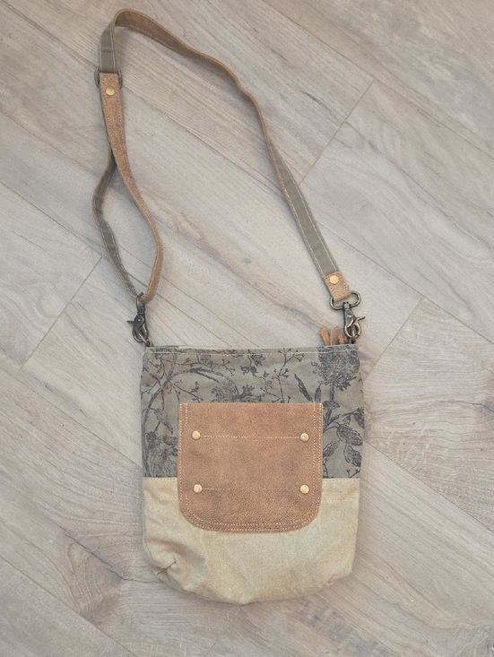 Myra Bag Handbags - Myra Upcycled Leather/Canvas Bag
